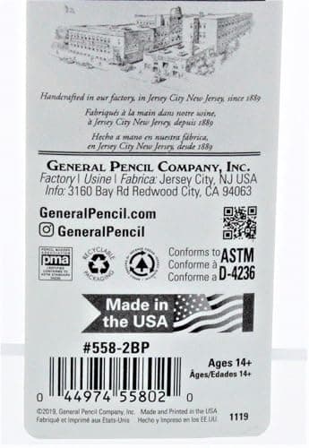 2-Pack - General Pencil 5582BP Charcoal White Pencils 2/Pkg-2B thumbnail 3