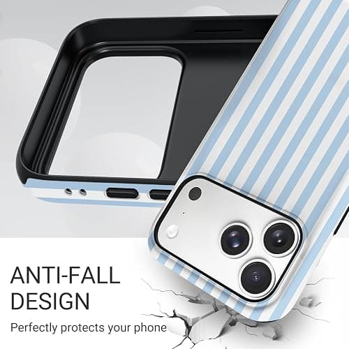 Mokiy TPU Phone Case for iPhone 17 Pro, MagSafe Wireless Charging Compatible, Shockproof Slim Fit Protective Cover with Anti-Yellowing & Raised Camera Protection (Blue Stripe, iPhone 17 Pro(6.3")) thumbnail 5
