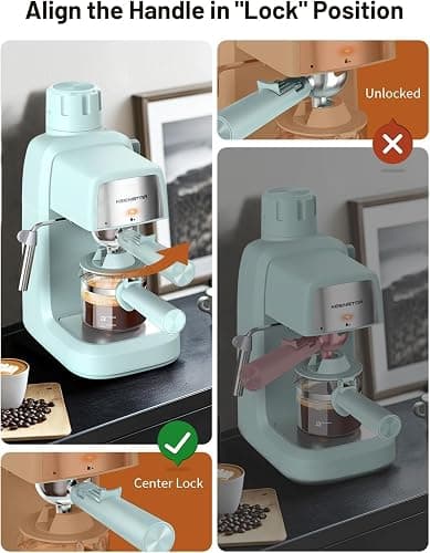 KEENSTAR 3.5Bar Espresso Machine with Milk Frother, 800W Compact Espresso and Cappuccino Machine with Preheating Function, 4 Cup Espresso Maker for Cappuccino or Latte, Gift for Coffee Lover thumbnail 5
