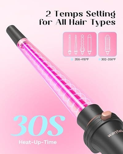 Wavytalk 5 in 1 Curling Wand Set, Curling Iron Set with Thermal Brush and 4 Interchangeable Anti-Frizz Ceramic Barrels (0.5”-1.25”), Dual Voltage Hair Curler with Less Heat Damage, Instant Heat Up, Rose Gold thumbnail 5