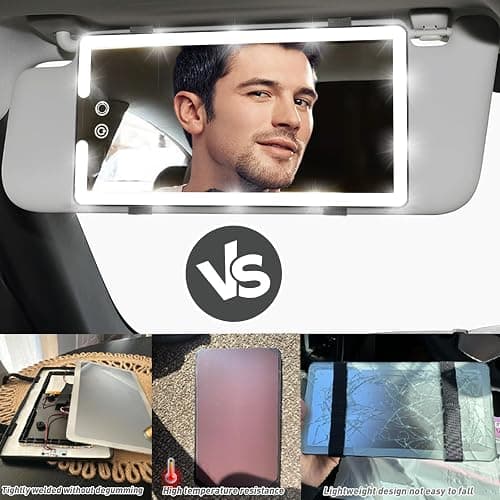 Led Sun Visor Vanity Mirror, Upgraded Large Car Mirrors with Lights, Dimmable Light up Vanity Makeup Mirror for Car,Rechargeable Universal Rear View Visor Mirrors thumbnail 3