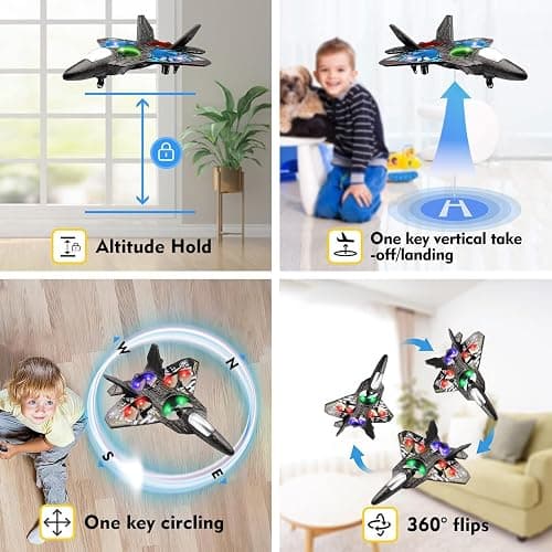 RC Plane Drone Helicopter Quadcopter, RTF 2.4GHz 6-axis Gyro Remote Control Airplane RC Jet Fighter with 3D Flip, Gravity Sensing, Spray Stunts Easy to Fly RC Glider Toys for Adult Kids (Grey) thumbnail 6