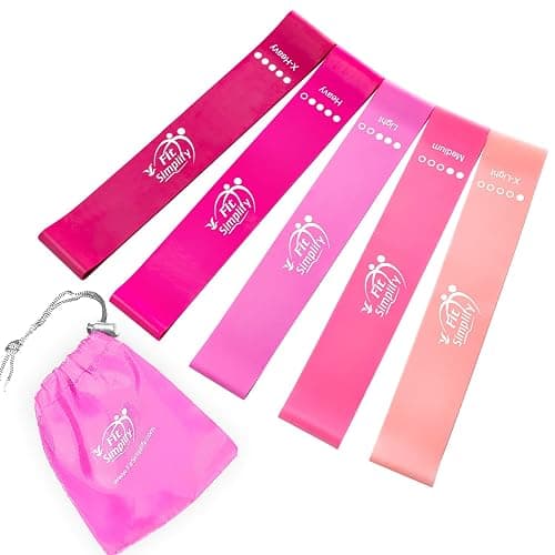 Fit Simplify Resistance Loop Exercise Bands with Instruction Guide and Carry Bag, Set of 5 - Image 1