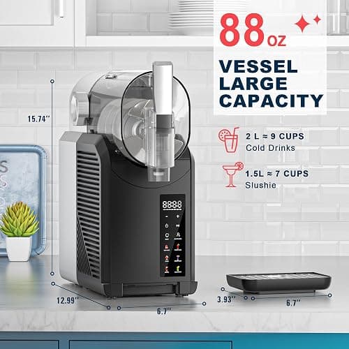 Slushie Machine, 15-Minutes RapidChill Technology Slushy Machine for Home, 68 oz Drink & Slushie Maker with 6 Preset Programs Frozen Margaritas, Milkshakes, Frappés, and More - Slushie Machine 200W thumbnail 6