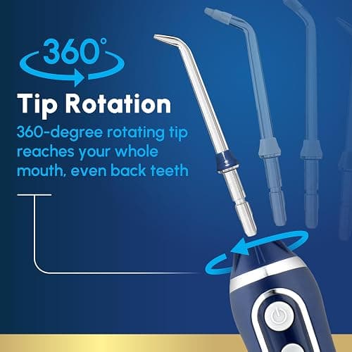 Waterpik Cordless Advanced 2.0 Water Flosser For Teeth, Gums, Braces, Dental Care With Travel Bag and 4 Tips, ADA Accepted, Rechargeable, Portable, and Waterproof, Blue WP-583, Packaging May Vary thumbnail 6