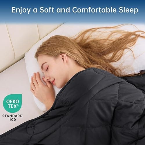OMYSTYLE Weighted Blanket for Adults (30lbs, 88''x104'') - King Size Heavy Throw Blanket, Breathable and Cooling Microfiber Material with Premium Glass Bead for All Season Use, Machine Washable, Black thumbnail 6