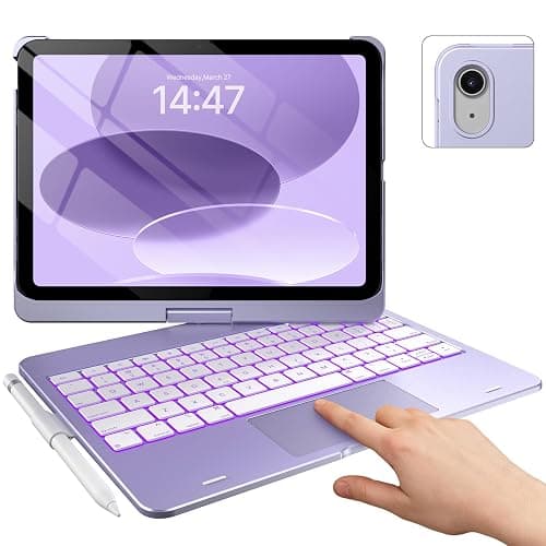 typecase Touch iPad 11th 10th Generation Case with Keyboard (11" 2025, A16 & 10.9" 2022) – 360° Rotatable, 11-Color Backlit, Multi-Touch Trackpad, Pencil Holder, Thin & Light – Light Purple - Image 1
