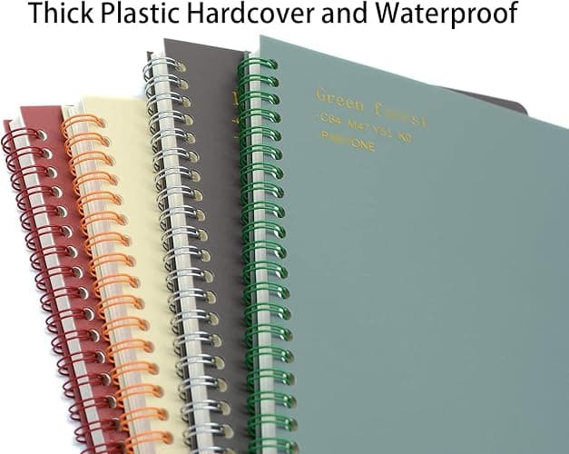 Yansanido Aesthetic Spiral Notebook, 4 Pcs A5 Thick Plastic Hardcover 8mm Ruled 4 Color 80 Sheets -160 Pages Journals for Study and Notes (Ruled-4pcs Wine Red,Black,Dark Green,Beige, A5) thumbnail 5