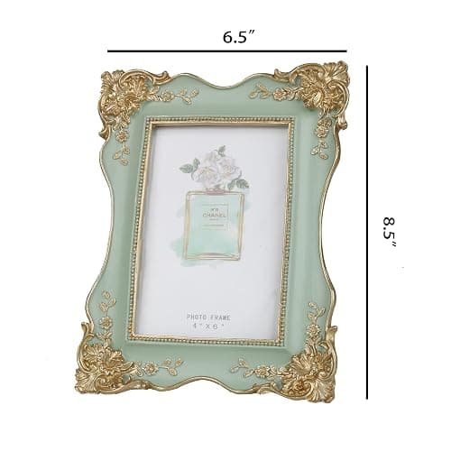 Kaolituis Vintage Picture Frame 4x6 with Gold Trim Antique Tabletop Wall Hanging Photo Frame with Glass Front for Home Decor,Gift Ideas (Green) thumbnail 3