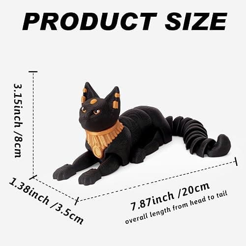 Yipintang 3D Printed Creature Flexible Animals - 7.9 Inches Fidget Animal for Desk Décor (Egyptian Mau Cat) thumbnail 2