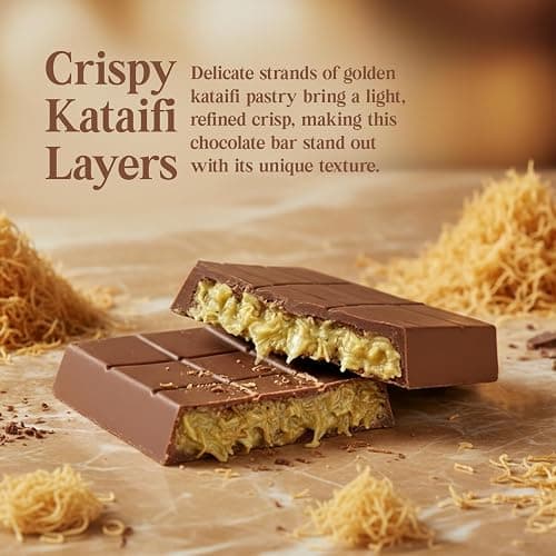 Dubai Chocolate Bar Pistachio – 2.6 oz Premium Dessert with Pistachio Cream & Kataifi Filling | Gourmet Dubai Chocolate Filling | Elegant Gift Chocolate thumbnail 8