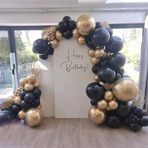 Black and Gold Balloons Garland Arch Kit, 134pcs Black and Metallic Gold Balloons with Different Size for 2026 Graduation Decorations, New Year, Birthday, Anniversary Party Decorations thumbnail 2