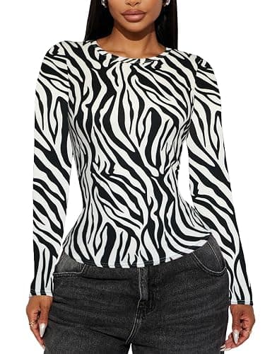 Women's Long Sleeve Basic Tops - Crew Neck Casual Going Out Y2K Fall Top Fitted T Shirt Clothes thumbnail 2
