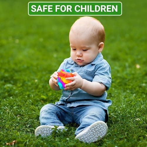 RadBizz Push Pop Bubble Fidget Sensory Toy Ball - for Autism, Stress, Anxiety - Kids and Adults (Multicolor Ball) thumbnail 5