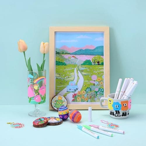 languo Lot de 240 marqueurs de peinture acrylique à pointe pinceau souple avec sac de marqueur, stylos de peinture acrylique pour tissu, bois, pierre, toile, verre, œuf, peinture sur roche, loisirs thumbnail 8