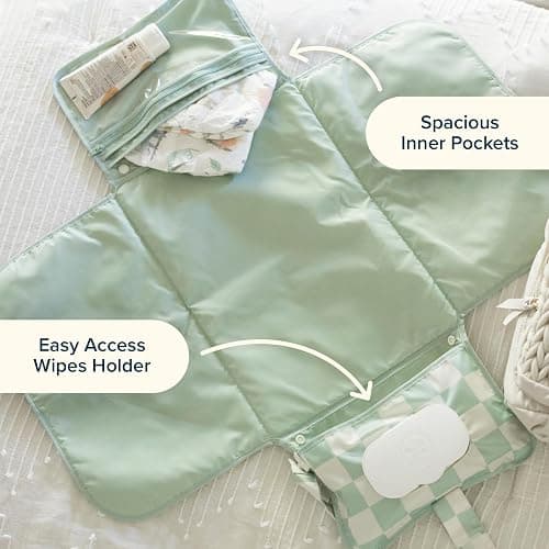 Tiny Twinkle Portable Diaper Changing Pad | Waterproof, Wipeable & Compact Baby Changing Pad for Travel | Smart Wipes Pocket & Organized Storage| Newborn Shower Gift (Shine) thumbnail 8