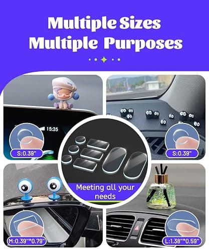 Removable Car Double Sided Glue Sticky Dots, Strong Hold Adhesive Dots for Car Dashboard Decorations, No Residue Transparent Mounting Tape for Auto Accessories 268pcs thumbnail 4
