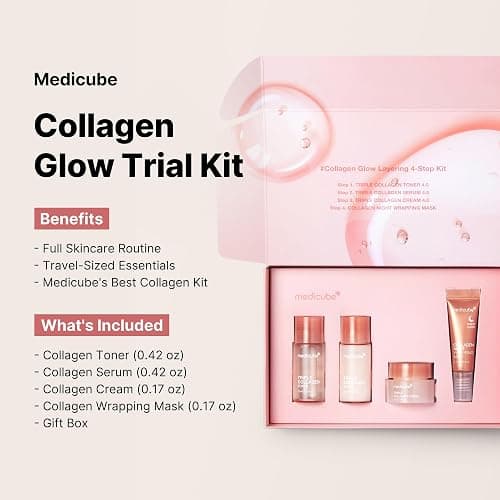 medicube Glass Skin Collagen Trial Kit - Mini Skincare Set | Korean Skincare Set, Ideal Gifts for women, 4-Step Skincare Set for glowy skin, Travel Eseentials thumbnail 2