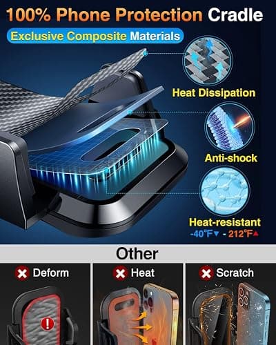 VANMASS【85+LBS Strongest Suction & Military-Grade Ultimate Car Phone Mount | 【Patent & Safety Certs】 Cell Phone Holder for Dash Windshield Vent for iPhone 17 Pro Max Automobile Interior Sets, Ink Black thumbnail 8