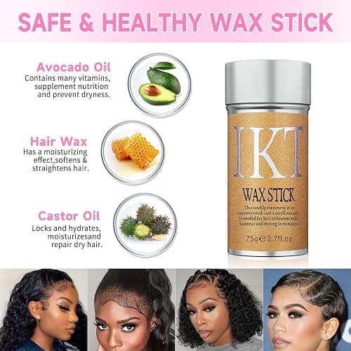 PasaRose Hair Wax Stick, Slick Back Styling Set for Puffs and Wigs - 4 Combs: Edge Brush, Rat Tail for Separation, Loose Hair Brush, Non-Greasy Finish for Styling thumbnail 8