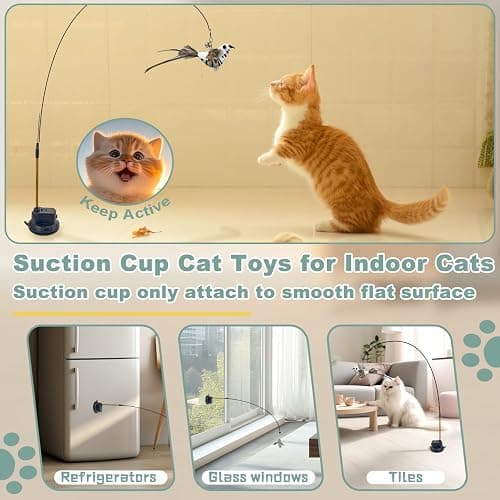 CUUOOT 7-in-1 Kitten Toys for Indoor Cats with Washable Adhesive Suction Cup, Hanging Interactive Cat Toys, Silvervine Stick and Sisal Chew Rope Catnip Teething Toy for Bored Kitten thumbnail 4