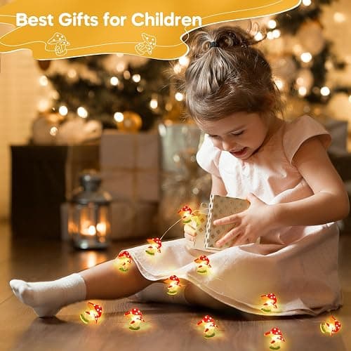 Coquimbo Mushroom Lights Room Cottagecore Decor: Gifts for Teen Girls Boys Kids, 10FT 30LED Fairy Lights Battery Operated Cute Mushroom Lamp Decorations for Birthday Christmas Party Wedding Home thumbnail 8