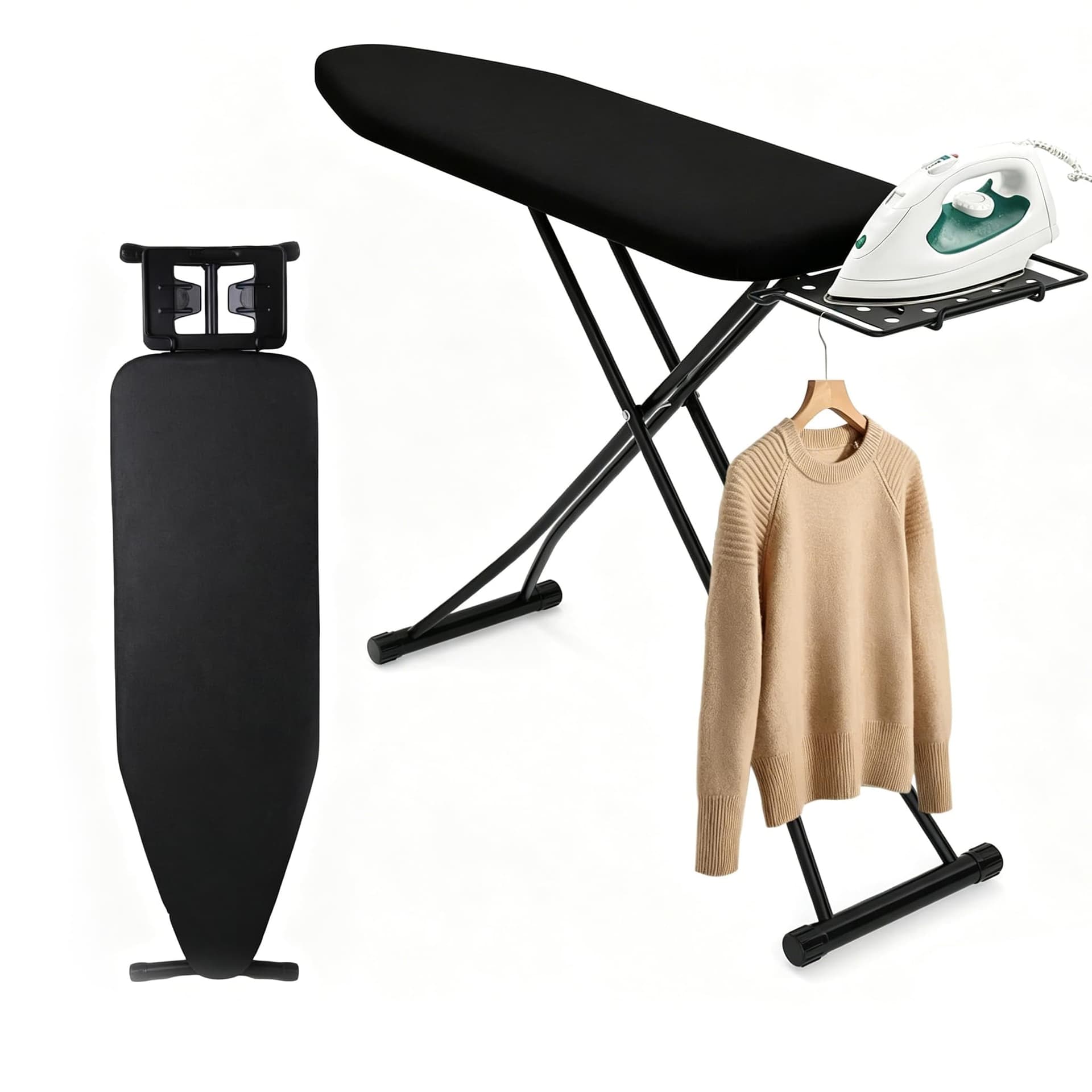 Quintin Ironing Board 110×33cm Folding Iron Board with Iron Rest | 73-90cm Adjustable Height Heavy Sturdy Legs,Extra Thick Heat Resistant Surface Cover, Space Saving Design Home - Image 1