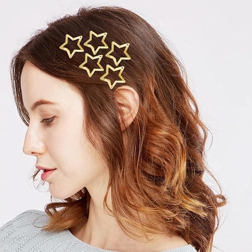 Star Hair Clips 2000s Y2K Snap Hair Barrettes Non Slip Star Hair Accessories Gold Metal Hair Clips for Girls Women -15 PCS 1.57" thumbnail 7