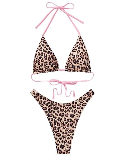 SUUKSESS Women Halter String Two Piece Bikini Sets Reversible Thong Swimsuit thumbnail 4