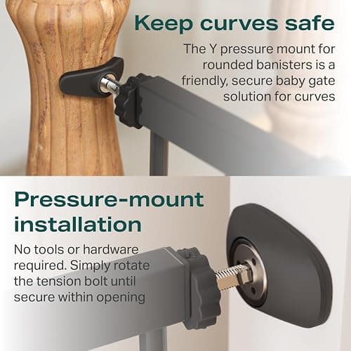 Cumbor 29.7-40.6" Baby Gate for Stairs, Baby Essential Safety Gate, Mom's Choice Awards Winner-Dog Gate for Doorways, Pressure Mounted Auto-Close Pet Gates for Dogs Indoor, Durable Child Gate, Black thumbnail 6