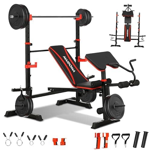 MAIDOMA 1500LBS 8 in 1 Olympic Weight Bench Set with Leg Extension/Curl and Preacher Curl, Bench Press Set and barbell Rack with Safety Bar Catches, Foldable Workout Benches for Home(US Stock) - Image 1