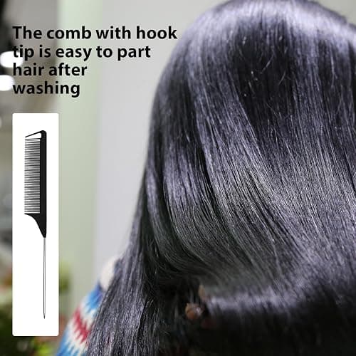 GVSS Ensemble de 4 Pièces Peigne à Cheveux Bouclés Antistatique, Dents Larges pour Tous Types de Cheveux, Femmes et Hommes, Noir thumbnail 5