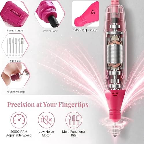 Professional Nail Kit for Beginners with Everything Acrylic Nails Kit with UV Light, Nail Drill, Acrylic Carved powder Glitter Powder, Art Stickers Decor Home Salon Tools for Women Thoughtful Gift thumbnail 4