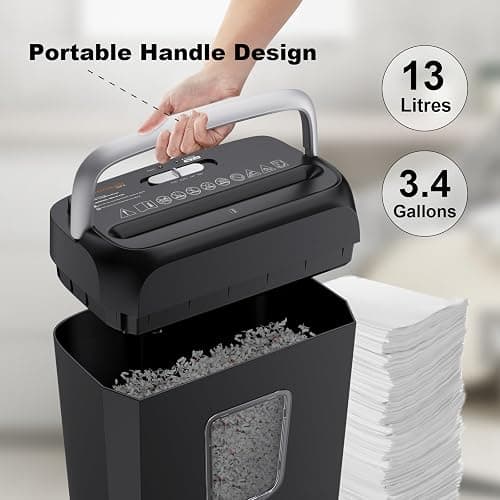 Bonsaii 6-Sheet Cross Cut Paper Shredder for Home, 3.4 Gal Bin | P-4 Security Level, Shreds Credit Cards, Staples & Paper Clips, with Portable Handle, Small Shredder for Home Office，C237-B thumbnail 6