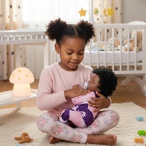 BABESIDE Lifelike Reborn Baby Dolls Black - 17-Inch Baby-Soft Body & Curls Realistic-Newborn Baby Doll African American Real Life Baby Dolls Cloth Body w/Gift Box for Kids thumbnail 2