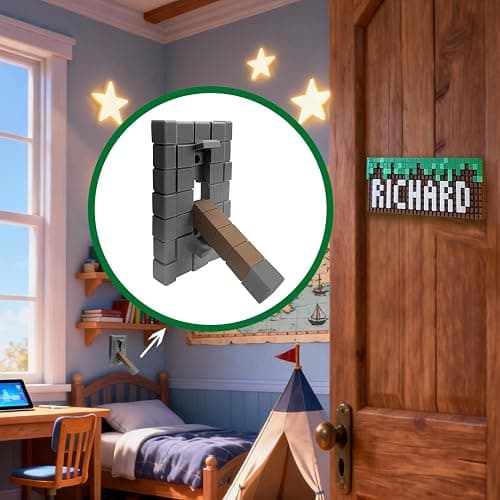Game Room Light Switch Cover, 1 Toggles Blocks Light Switch Cover, My World Room Decor, More Sturdy, 1 Gangs Standard Size for Fans Kids Bedroom Decoration, Grey stick level thumbnail 3