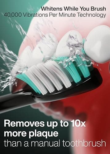 Aquasonic Black Series Ultra Whitening Toothbrush – ADA Accepted Electric Toothbrush- 8 Brush Heads & Travel Case – 40,000 VPM Electric Motor & Wireless Charging - 4 Modes w Smart Timer thumbnail 3