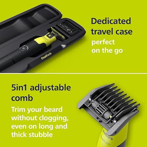 Philips Norelco OneBlade 360 with Connectivity Hybrid Face + Body, Electric Beard Trimmer, Shaver and Body Groomer Kit with 360 Blade Tech, 1x360 Blade, 5-in-1 Comb, Travel Case, Model QP4631/90 thumbnail 7
