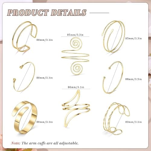 FINZOR Arm Cuff Bracelet for Women Gold Arm Layered Cuff Gold Bangles Adjustable Coil Swirl Armlet ArmBand Stackable Jewelry for OutSide thumbnail 3