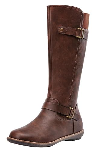 Jeossy Women's 9655 Knee High Boots Flat Riding Tall Boots with Buckle and Side Zipper - Image 1
