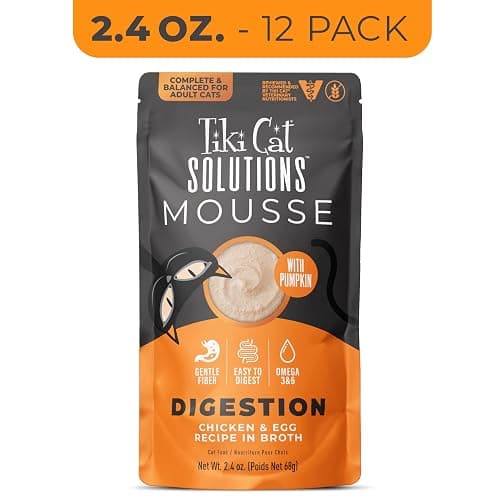 Tiki Cat Solutions Mousse Multipack Wet Cat Food, Digestion, Chicken & Egg, 2.4 oz. Pouch (12 Pack) thumbnail 3