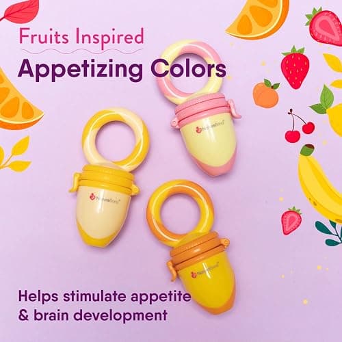 NatureBond Baby Food Feeder/Fruit Feeder Pacifier Nibbler (2 Pack) - Infant Teething Toy Teether Weaning in Appetizing Colors | + Additional Silicone Sacs thumbnail 6