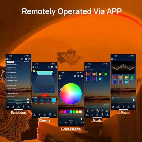 Madoury Sunset Lamp Projector with APP Control and Button Control, 360 Degree Rotation Multicolor Changing Projection Lamp Led Sunlight Light for Bedroom, Photography, Party, Room Decor thumbnail 7