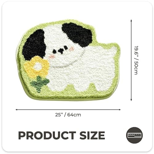 Tyrafry Cartoon Animal Bathroom Rug, Thick Plush Bath Mat Cute Microfiber Area Rug Quick Dry Door Mat Anti Slip Washable Shower Rug, 20 x 25 Inches, Dog thumbnail 2