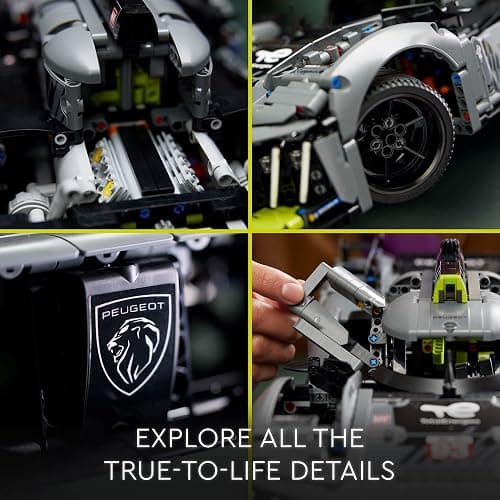 LEGO Technic Peugeot 9X8 24H Le Mans Hybrid Hypercar 42156 Collectible Race Car Building Kit for Adults and Teens, 1:10 Scale Racing Car Model, Gift for Motorsport Fans thumbnail 4