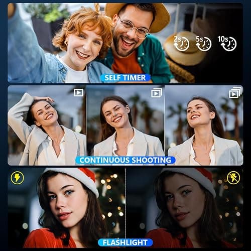 8K 88MP Digital Camera WiFi Cameras for Photography with 3.2" Touchscreen | 16X Zoom, Autofocus, Professional Dual Camera, Anti-Shake, 2 Batteries & Charging Stand, 64GB Card, Flash, Lens Hood thumbnail 8