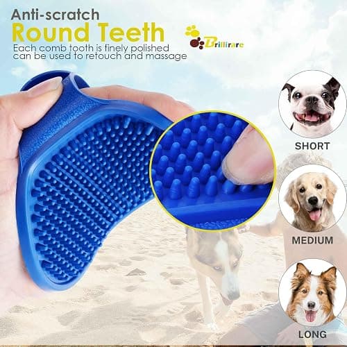 BRILLIRARE 2 Pack Dog Grooming Brush, Premium Soft Silicone Pet Bath Brushes with Adjustable Handle, Shampoo Soothing Comb for Wet Dry Long Short Haired Dogs & Cats Massaging, Deshedding thumbnail 4