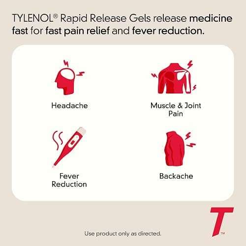 Tylenol Extra Strength Acetaminophen Rapid Release Gels, Extra Strength Pain Reliever & Fever Reducer, Gelcaps with Laser-Drilled Holes, 500 mg Acetaminophen, 100 ct - 100 Count (Pack of 1) thumbnail 2
