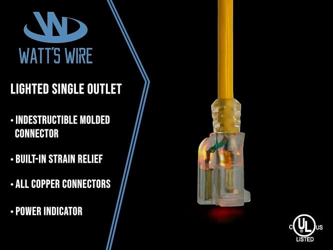 6 ft GFCI Extension Cord - Outdoor Extension Cord Waterproof - Heavy Duty Outdoor Extension Cords 6 ft - Watts Wire - 6' Grounded - GFI Cord thumbnail 3
