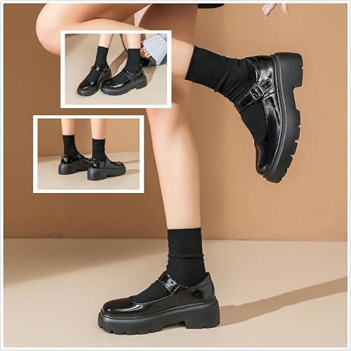 Touchmosees Women's Mary Janes Shoes Platform Dress Chunky Pumps Oxfords Low Heel Round Toe Ankle Strap Pumps Wedges Shoes thumbnail 7
